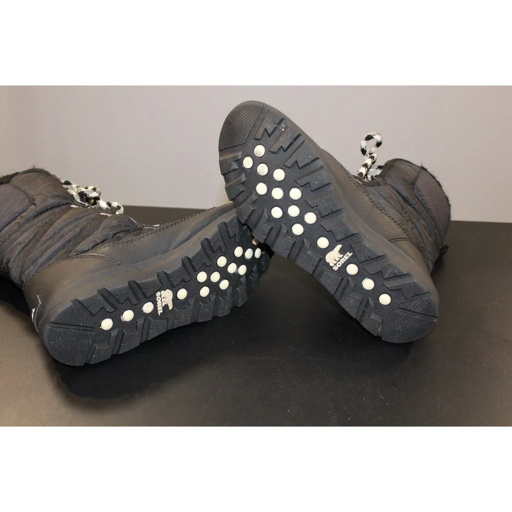Sorel Whitney Short Lace Boots Womens 9.5 Black Waterproof Winter Snow NL3085